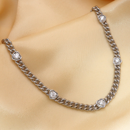Wundervolles Panzerarmband mit Brillanten im Herz Design