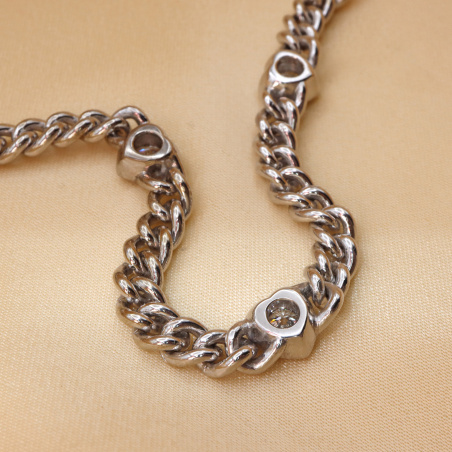 Wundervolles Panzerarmband mit Brillanten im Herz Design