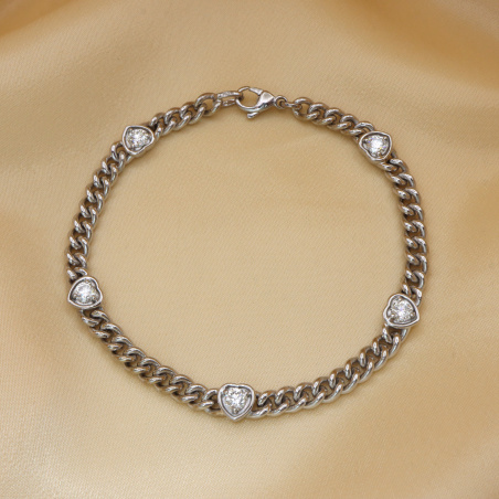 Wundervolles Panzerarmband mit Brillanten im Herz Design