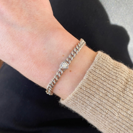 Wundervolles Panzerarmband mit Brillanten im Herz Design