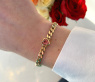 Bildschönes Panzer Armband mit rosa Turmalin Herzen