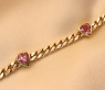 Bildschönes Panzer Armband mit rosa Turmalin Herzen
