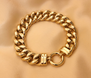 Gold Pur: Spektakuläres Panzer Armband (60 Gramm GG585 15 mm)