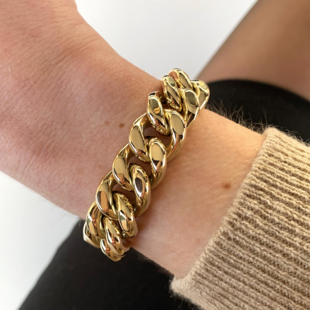 Gold Pur: Spektakuläres Panzer Armband (60 Gramm GG585 15 mm)