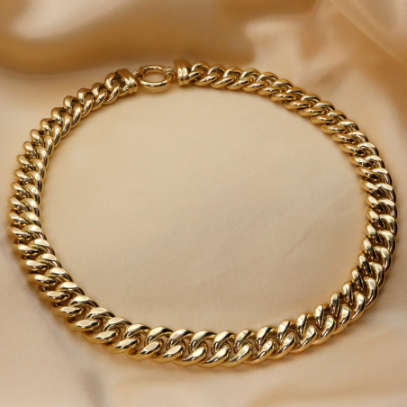 Gold Pur: Gigantisches Panzer Collier (140 Gramm GG585, 15 mm)