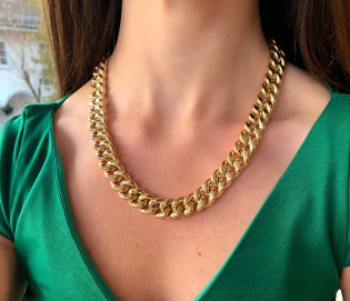 Gold Pur: Gigantisches Panzer Collier (140 Gramm GG585, 15 mm)