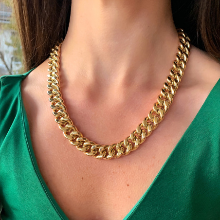 Gold Pur: Gigantisches Panzer Collier (140 Gramm GG585, 15 mm)