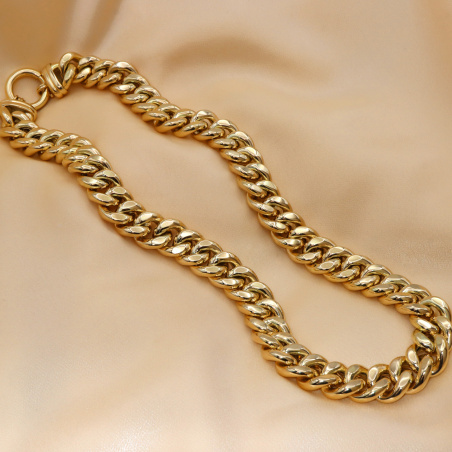 Gold Pur: Gigantisches Panzer Collier (140 Gramm GG585, 15 mm)