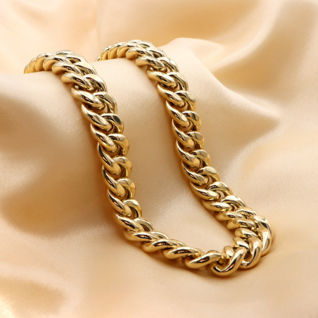 Gold Pur: Gigantisches Panzer Collier (140 Gramm GG585, 15 mm)