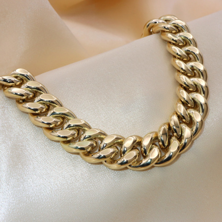 Gold Pur: Gigantisches Panzer Collier (140 Gramm GG585, 15 mm)