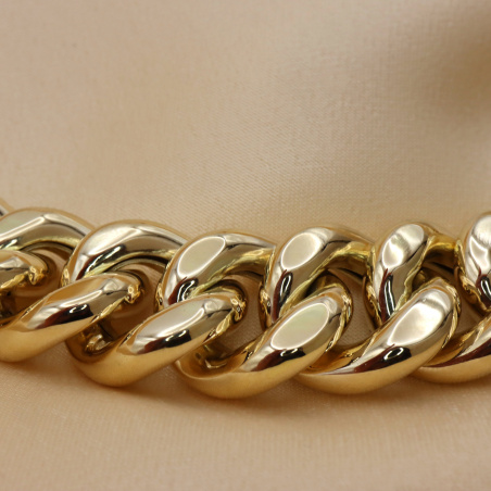 Gold Pur: Gigantisches Panzer Collier (140 Gramm GG585, 15 mm)