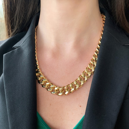 Gold Pur: Gigantisches Panzer Collier (140 Gramm GG585, 15 mm)