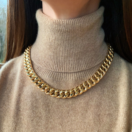 Gold Pur: Gigantisches Panzer Collier (140 Gramm GG585, 15 mm)