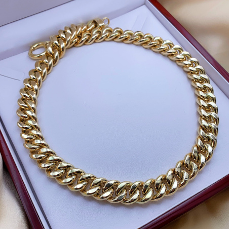 Gold Pur: Gigantisches Panzer Collier (140 Gramm GG585, 15 mm)