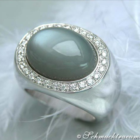 Heavy Moonstone Ring with Diamonds