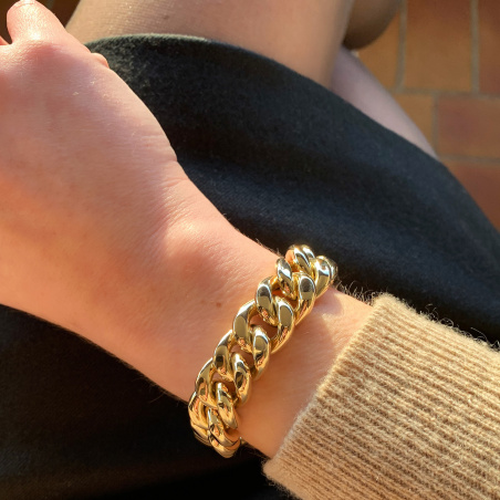 Gold Pur: Gigantisches Panzer Collier (140 Gramm GG585, 15 mm)