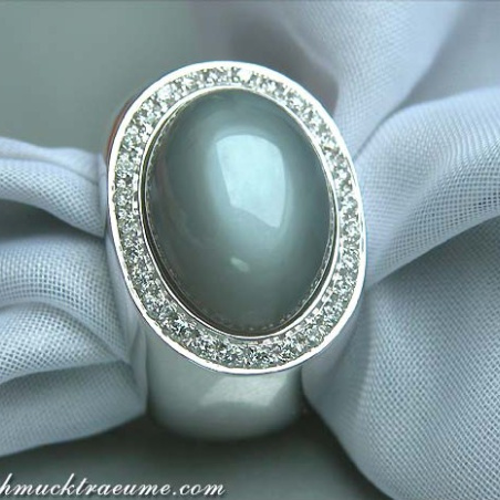 Heavy Moonstone Ring with Diamonds