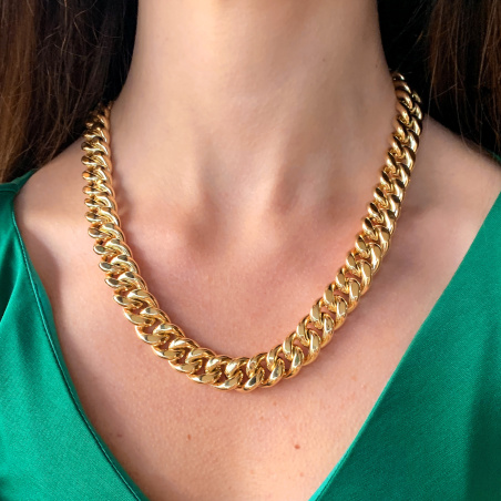 Gold Pur: Gigantisches Panzer Collier (140 Gramm GG585, 15 mm)