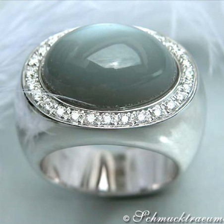 Heavy Moonstone Ring with Diamonds