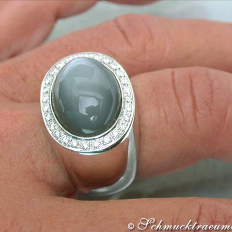 Heavy Moonstone Ring with Diamonds
