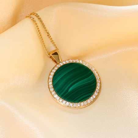 Auffallender Malachit Anhänger / Kette mit Brillanten