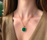 Auffallender Malachit Anhänger / Kette mit Brillanten