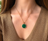 Auffallender Malachit Anhänger / Kette mit Brillanten