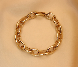 Gold Pur: Glieder Armband „Navette“ in Gelbgold 585