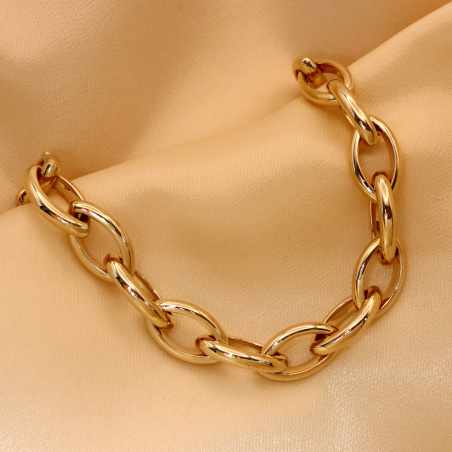 Gold Pur: Glieder Armband „Navette“ in Gelbgold 585