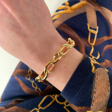 Gold Pur: Glieder Armband „Navette“ in Gelbgold 585