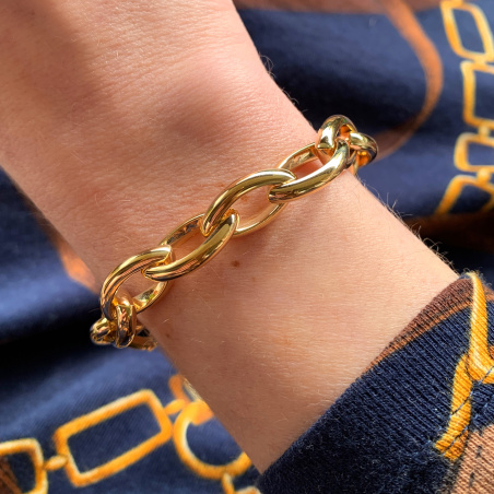 Gold Pur: Glieder Armband „Navette“ in Gelbgold 585