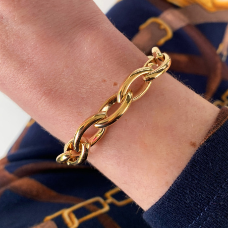 Gold Pur: Glieder Armband „Navette“ in Gelbgold 585