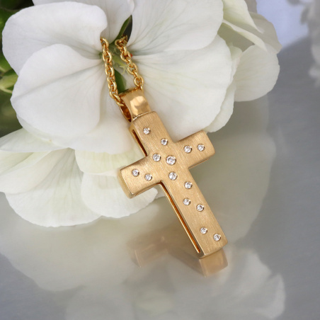 Fabelhaftes Wende Kreuz „2 in 1“ mit Brillanten und Multicolor Saphire