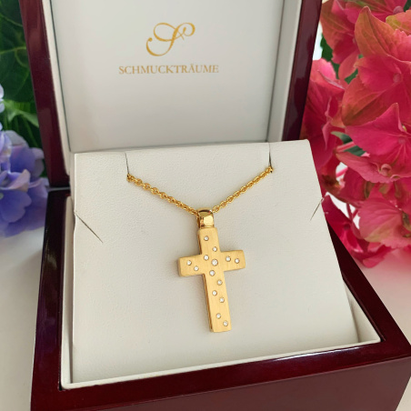 Fabelhaftes Wende Kreuz „2 in 1“ mit Brillanten und Multicolor Saphire
