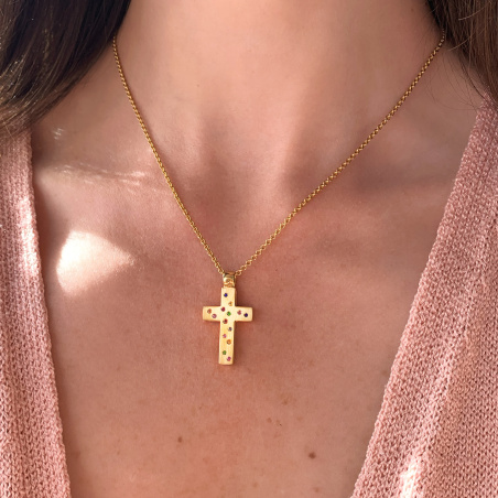 Fabelhaftes Wende Kreuz „2 in 1“ mit Brillanten und Multicolor Saphire