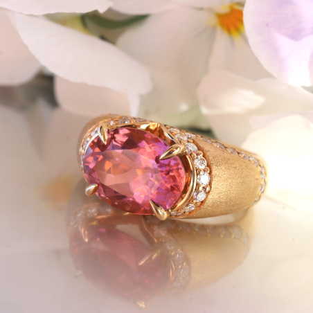 Sensationeller Rosa Turmalin Brillanten Ring "Surprise"