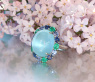 Sensationaller Milky Aquamarin Ring mit Saphiren und Smaragden