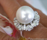 Superb Southsea Pearl Ring with Diamonds