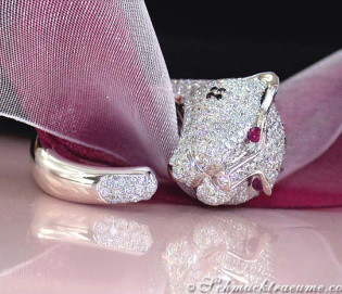 Huge Diamond Panther Ring