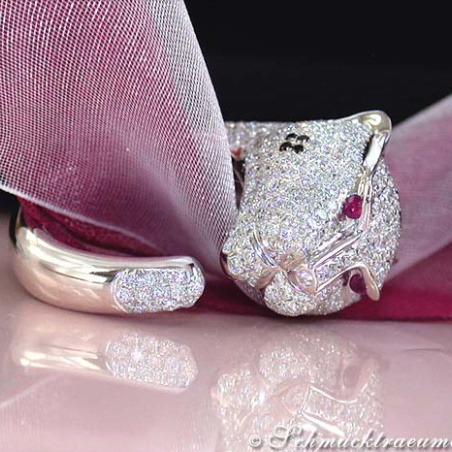 Huge Diamond Panther Ring