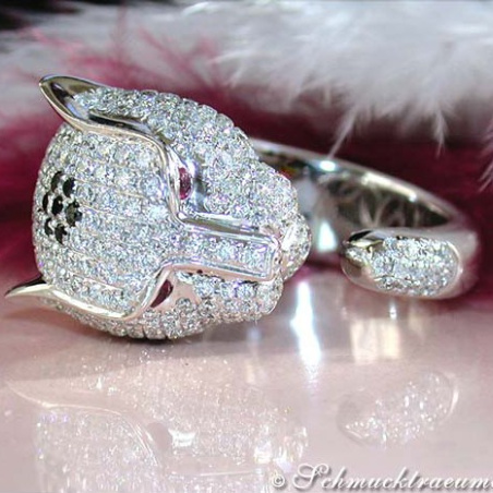 Huge Diamond Panther Ring
