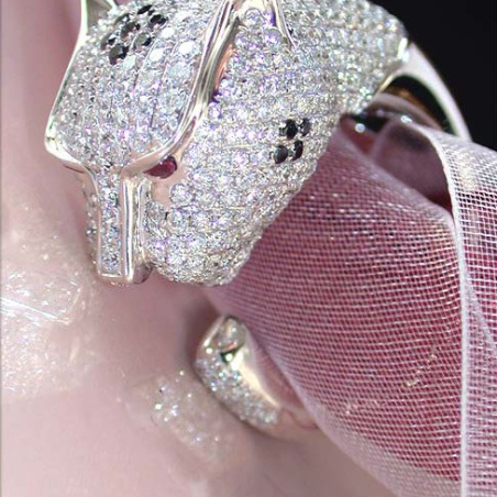 Huge Diamond Panther Ring
