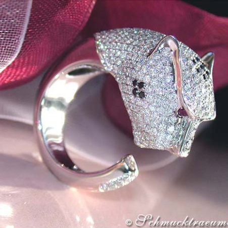 Huge Diamond Panther Ring