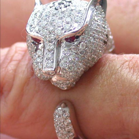 Huge Diamond Panther Ring