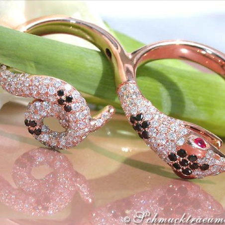 Splendid Diamond Double Snake Ring