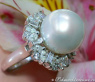 Superb Southsea Pearl Ring with Diamonds
