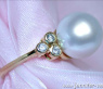 Südseeperle Ring mit Brillanten in Gelbgold