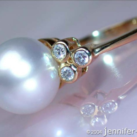 Südseeperle Ring mit Brillanten in Gelbgold
