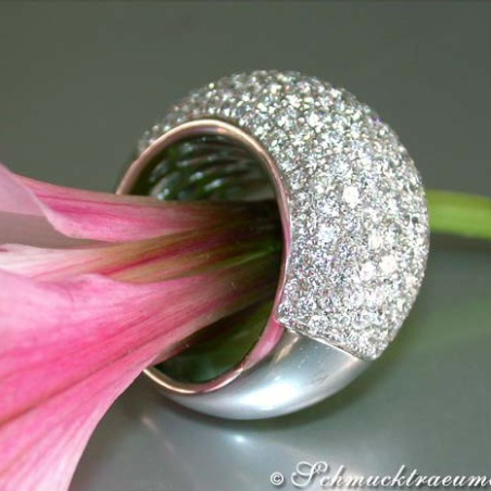 Heavy Diamond Pave Ring in White gold 18k