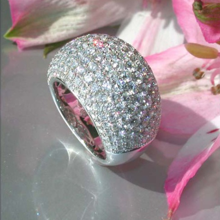 Heavy Diamond Pave Ring in White gold 18k